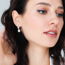 Cercei argint cu perle si pietre cu tortite DiAmanti SK23371EL_W-G (Argint 925‰ 2,8 g.)